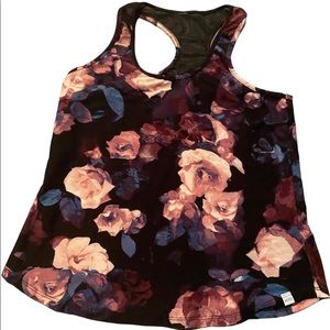 Floral tank top with slight mesh back
